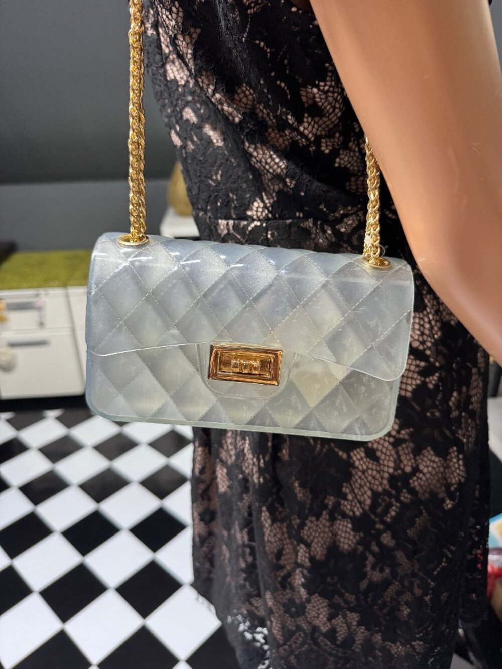 VEGAN clear cross body purse.